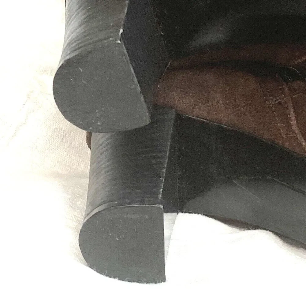 Apostrophe Suede Boots Pirate Riding 15 in Brown Zip 6.5 Women Meander Y2K Gypsy
